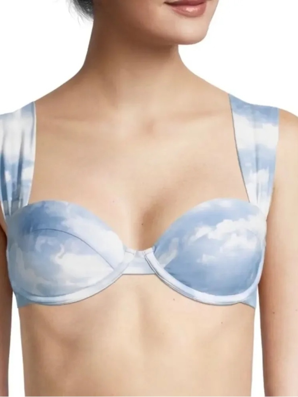 WeWoreWhat Cloud Print Underwire Bra - Blue & White